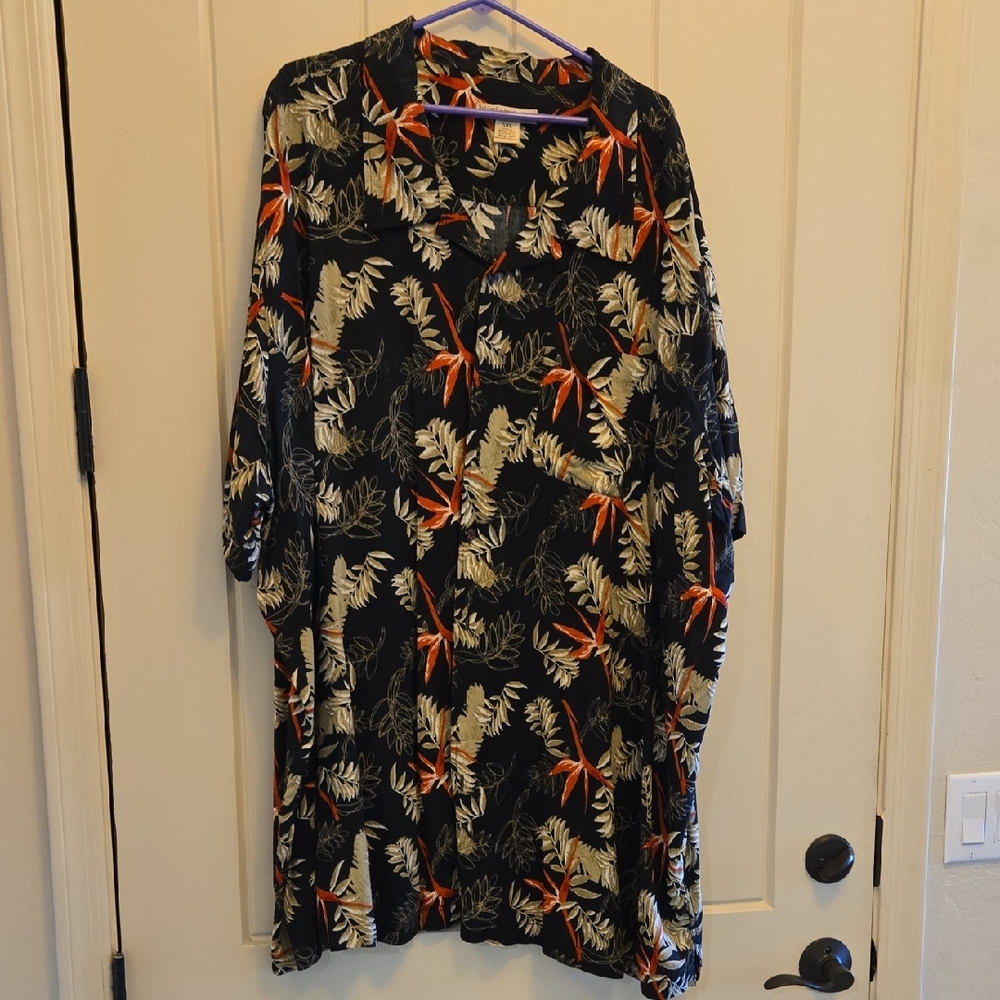 Tropical Black and Orange Men's Casual Button Down Shirt